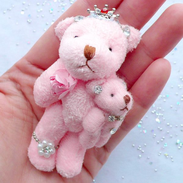 Bear Mother and Child Charm, Stuffed Bear Toy Charm