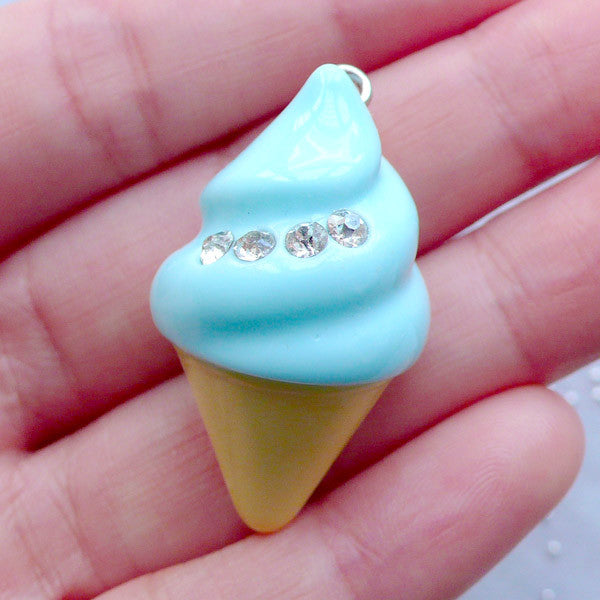 Cute Kawaii Ice Cream Charm, Kawaii Polymer Clay Food Charms