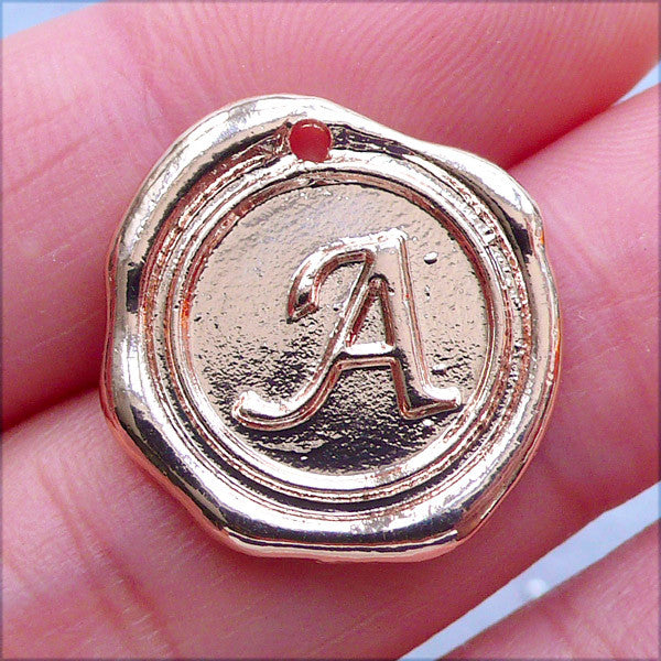 Wax Seal Charm Initial I - wax seal jewelry pendant alphabet charm
