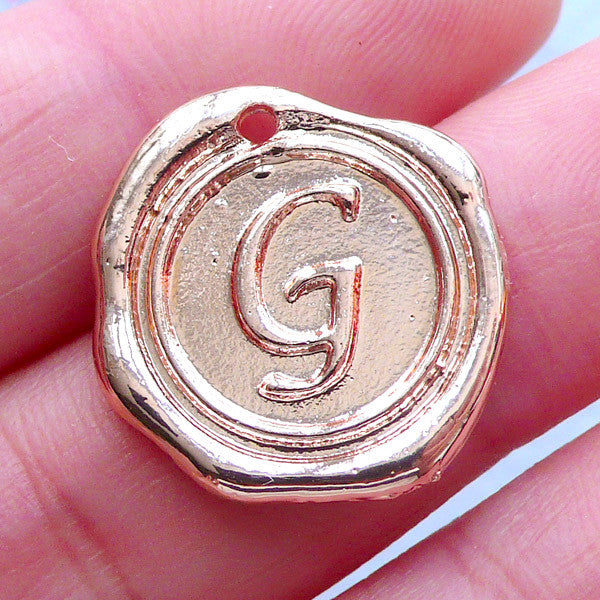 Mini Wax Seal Sterling Silver Initial Monogram Charm 