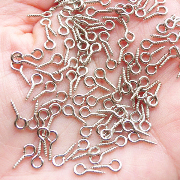 Small Screw Eyes Pin Hook Eyelets Screw Threaded Key Chain Hooks 12 x 5mm  Mini S