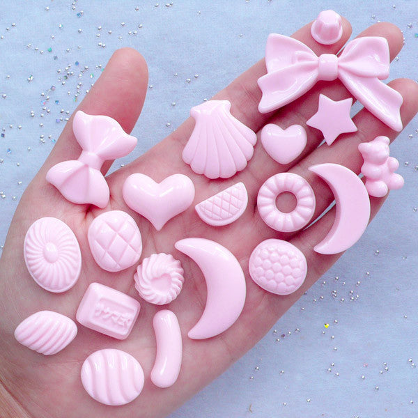 50 Pcs Mix Soft Candy Resin Charms Flatback Fake Candy Buttons  Embellishments Making Supplies for Cell Phone Case Scrapbooking Hair Clip