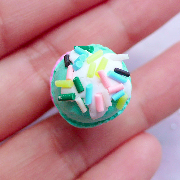 Polymer Clay Ice Cream Cabochons, 2 Scoops Icecream Cabochon in 3D, MiniatureSweet, Kawaii Resin Crafts, Decoden Cabochons Supplies