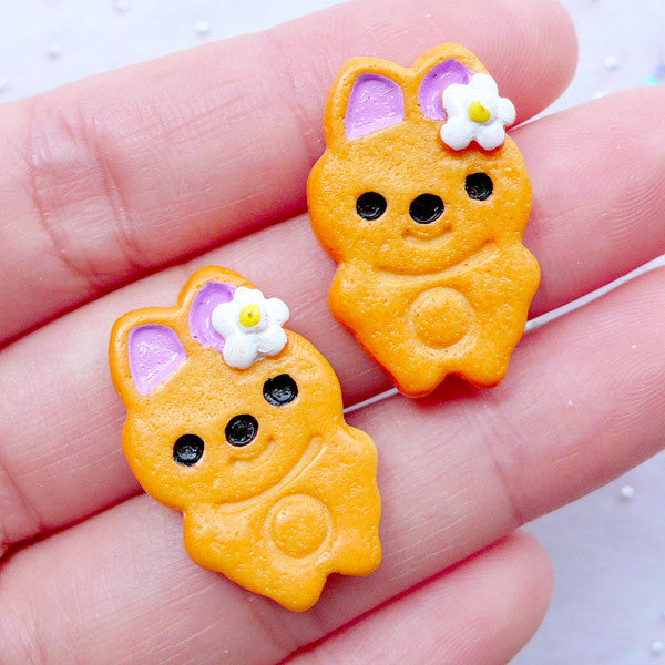 Decoden Cabochon Supplies, Rabbit Cookie Cabochons, Animal Biscuit C, MiniatureSweet, Kawaii Resin Crafts, Decoden Cabochons Supplies