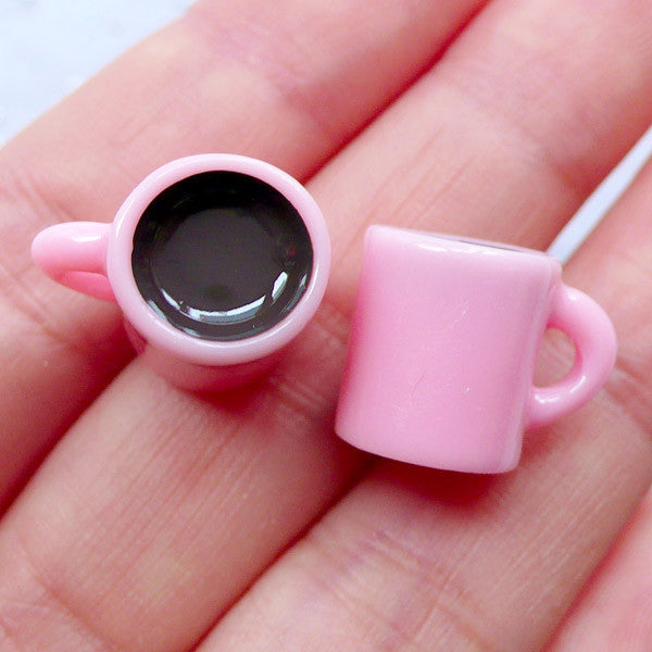 Miniature Coffee Mug Cabochons (2pcs / 16mm x 13mm / White / 3D) Dollhouse  Cup Charms Novelty Sweets Jewelry Kawaii Decoden Supplies FCAB392