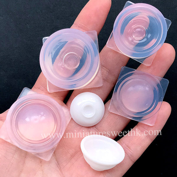 3D Miniature Bowl Silicone Mold (3 Cavity), Dollhouse Food Making, D, MiniatureSweet, Kawaii Resin Crafts, Decoden Cabochons Supplies