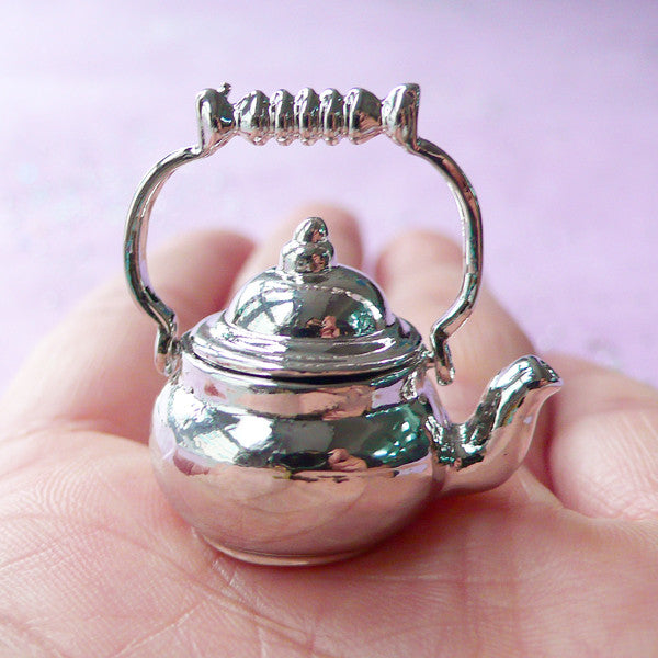 1:12 Dollhouse Miniature Retro Tea Kettle Pot Open Lid Model With