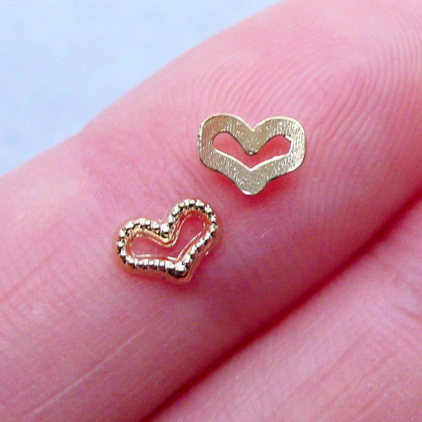 Valentine's Day Aurora Peach Heart Series Nail Art Charms Gold