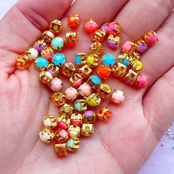 Neon Pastel Color Sew On Rhinestones