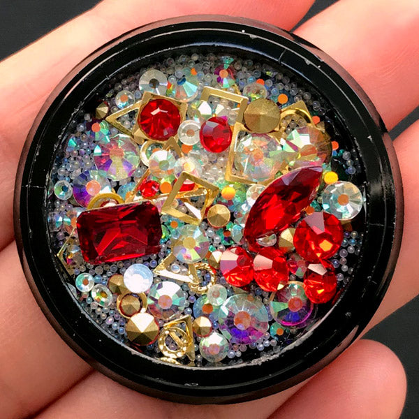 Bling Bling Rhinestones Metal Accents Micro Beads Glass Gems Mix