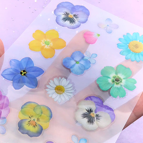 Pressed Flower Stickers, Realistic Floral Embellishment for Herbarium, MiniatureSweet, Kawaii Resin Crafts, Decoden Cabochons Supplies