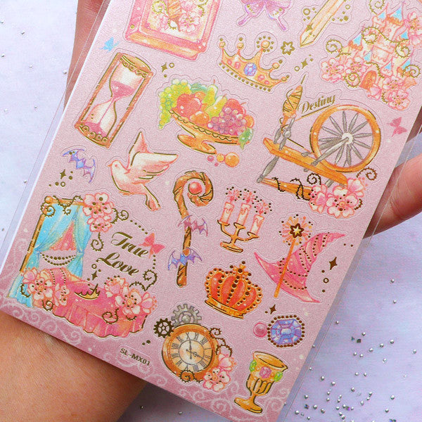 Floral Stickers with Gold Foil, Purple Pink Flower Sticker, Golden E, MiniatureSweet, Kawaii Resin Crafts, Decoden Cabochons Supplies