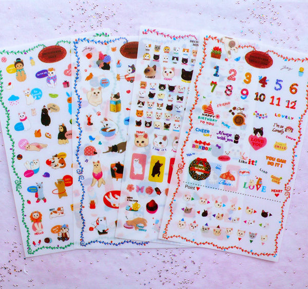 Kitty Cat Stickers, Kawaii Korean Sticker, Cute Animal Planner Stick, MiniatureSweet, Kawaii Resin Crafts, Decoden Cabochons Supplies