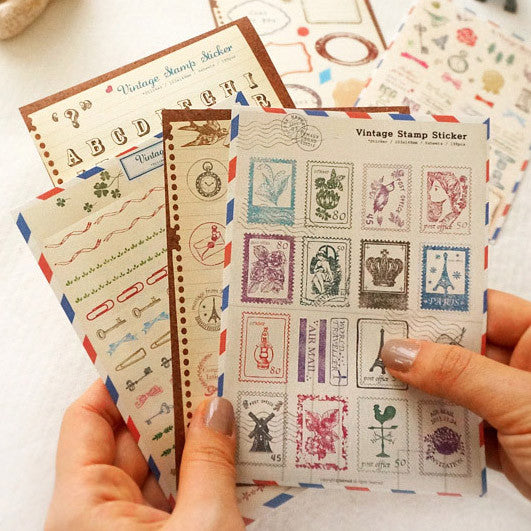 Vintage Stamps Decorative Stickers - Label