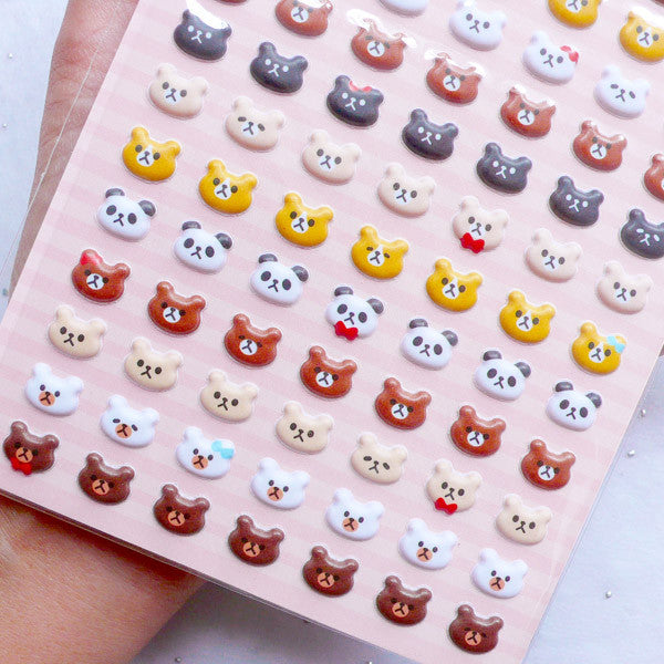 CLEARANCE Puffy Animal Stickers / My Little Friends Embossed Deco Stic, MiniatureSweet, Kawaii Resin Crafts, Decoden Cabochons Supplies