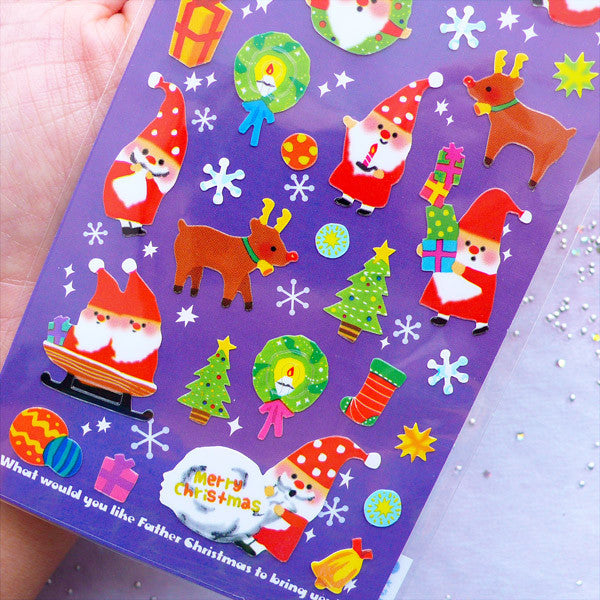 Christmas Planner Stickers, Santa Claus Label, Journal Deco Stickers, MiniatureSweet, Kawaii Resin Crafts, Decoden Cabochons Supplies