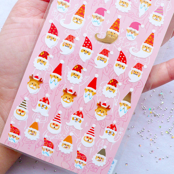 Christmas Planner Stickers, Santa Claus Label, Journal Deco Stickers, MiniatureSweet, Kawaii Resin Crafts, Decoden Cabochons Supplies