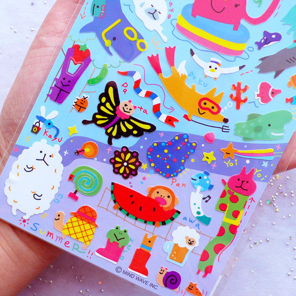 Zoo Animal Stickers by Mind Wave, Kawaii Animal Label, Japanese Stat, MiniatureSweet, Kawaii Resin Crafts, Decoden Cabochons Supplies