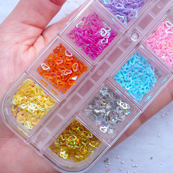 Colorful Heart Confetti in 4mm, Mini Heart Sequin Sprinkles, Glitter, MiniatureSweet, Kawaii Resin Crafts, Decoden Cabochons Supplies