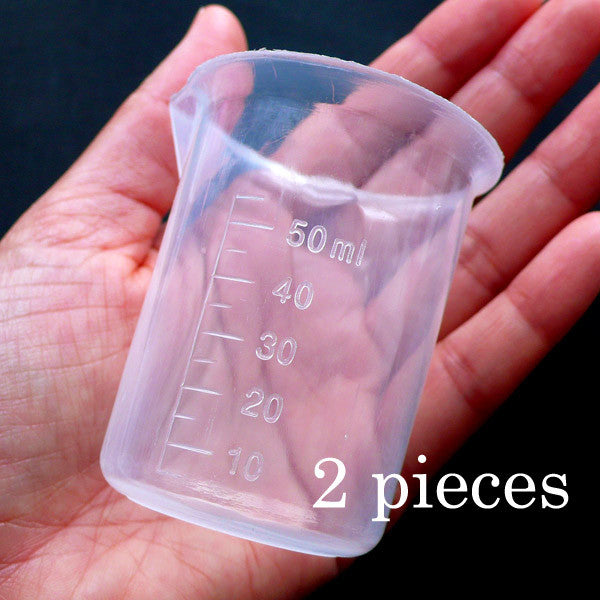 Set of 30 mini measuring cups (50 ml, transparent, PP, for frequent use) -  Wood, Tools & Deco