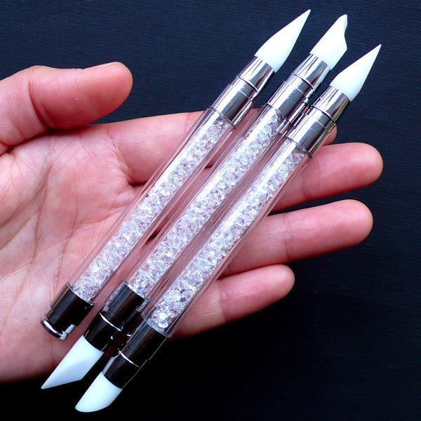 5Pcs Nail Art Sculpture Pen Dual Tipped Silicone Nail Tool Rhinestone Nail  Polish Carving Pen