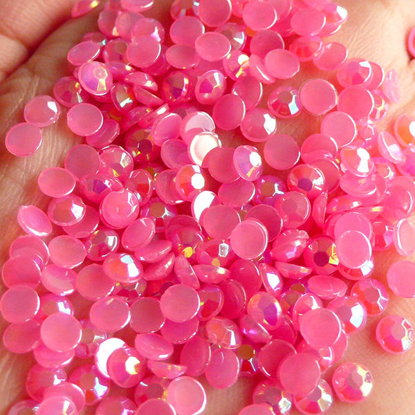 CLEARANCE 4mm Acrylic AB Rhinestones / Round Jelly Rhinestones