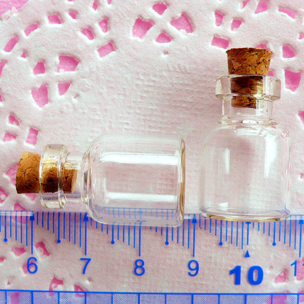 Tiny Glass Jar, Mini Glass Bottle with Cork, Small Glass Vial, Terr, MiniatureSweet, Kawaii Resin Crafts, Decoden Cabochons Supplies