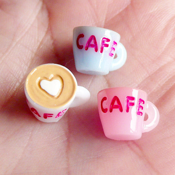 Miniature Coffee Mug Cabochons (2pcs / 16mm x 13mm / White / 3D) Dollhouse  Cup Charms Novelty Sweets Jewelry Kawaii Decoden Supplies FCAB392