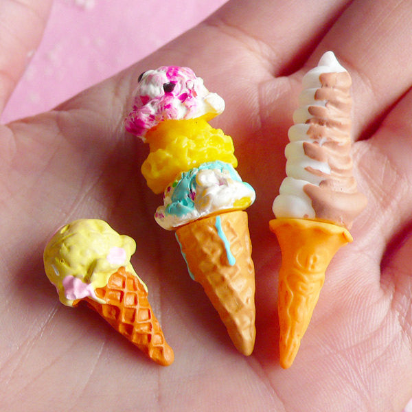 10Pcs Simulation Flower Ice Cream Miniature Figurines Resin