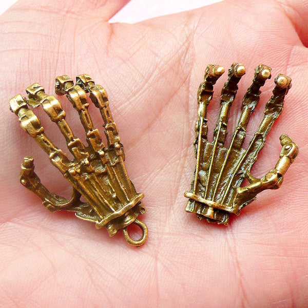 Robot Skeleton Hand Charms Claw Charm (3pc) (20mm x 37mm / Antique Bronze)  Findings Pendant Bracelet Earrings Zipper Pulls Key Chains CHM395