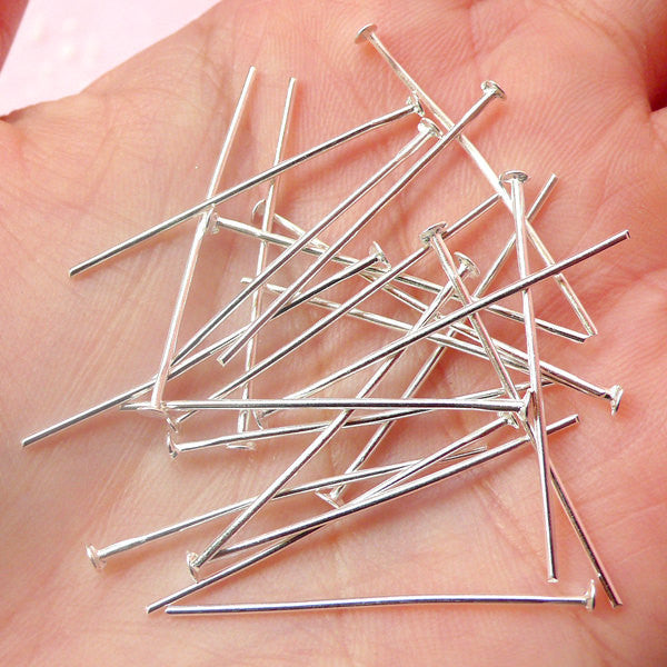 Eye Pins (30mm / 1.18 inches / 100 pcs / Tibetan Silver) Head Pin