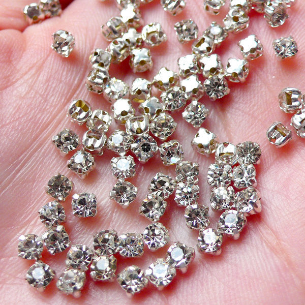 3mm200pcs Mix Color Sew on Rhinestones with Silver Metal Base Glass Crystal  Strass For DIY Jewelry Clothing Decoration - AliExpress