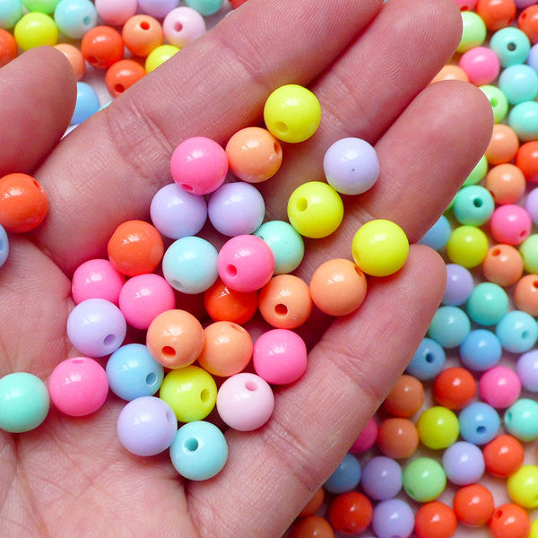 900 Pcs Color Beads 8mm Acrylic Pastel Round Beads Colorful Assorted Plastic Circle Beads Cute Rainbow Colorful Bulk Beads for Bracelets Making