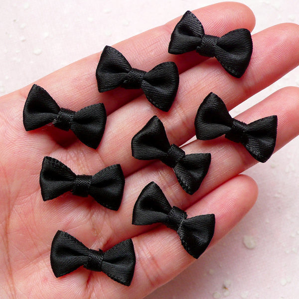 Mini Ribbon Bows 1 3/8 Black 144 Pieces (35mm x 22mm)