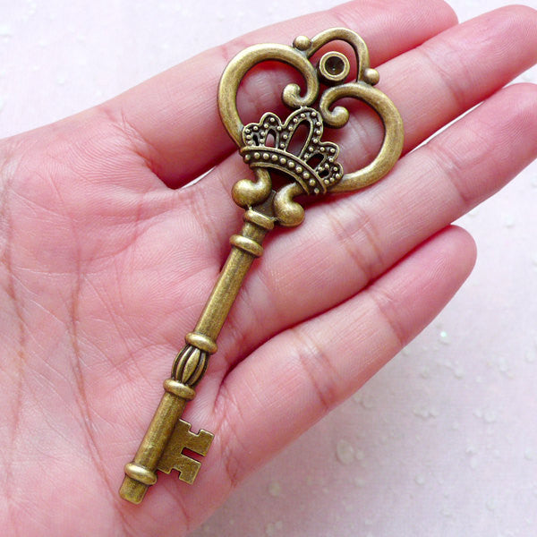 Antique Key Charm, Antique Bronze Key Charm