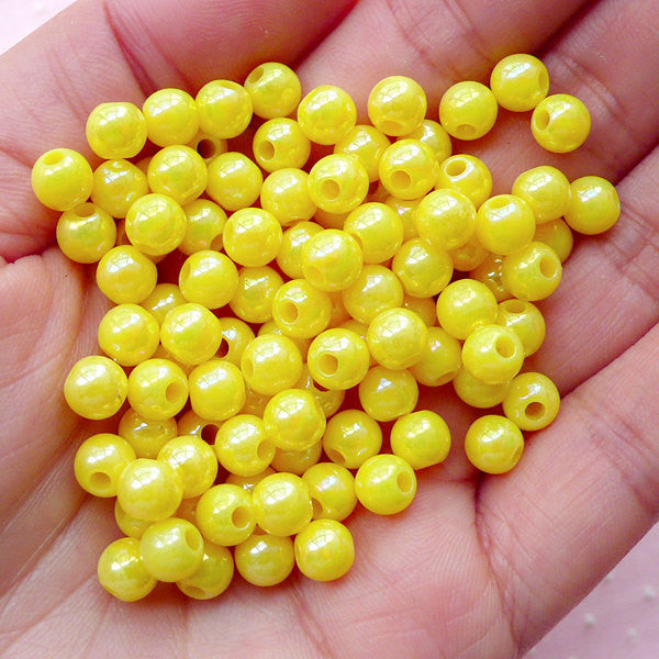 6mm Tiny Round Acrylic Beads - Gumball Bubblegum Plastic or Resin