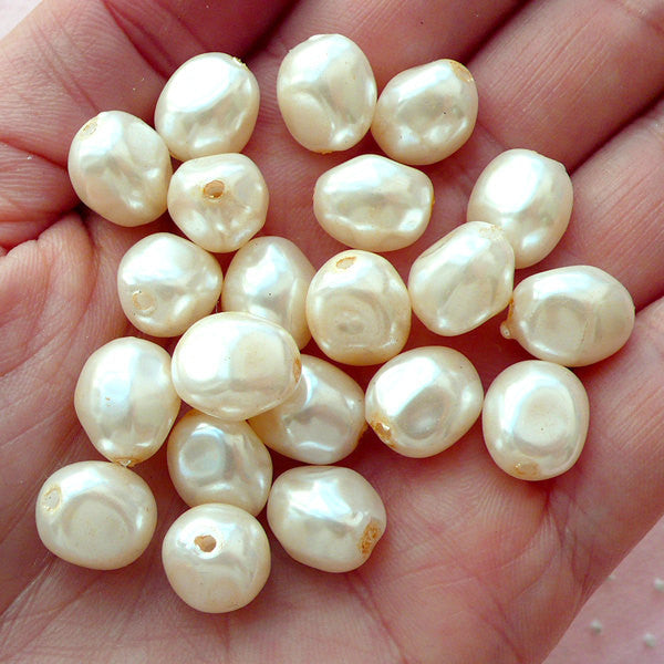 Irregular Round Oval Pearl Bead / Faux Pearl / ABS Fake Pearl