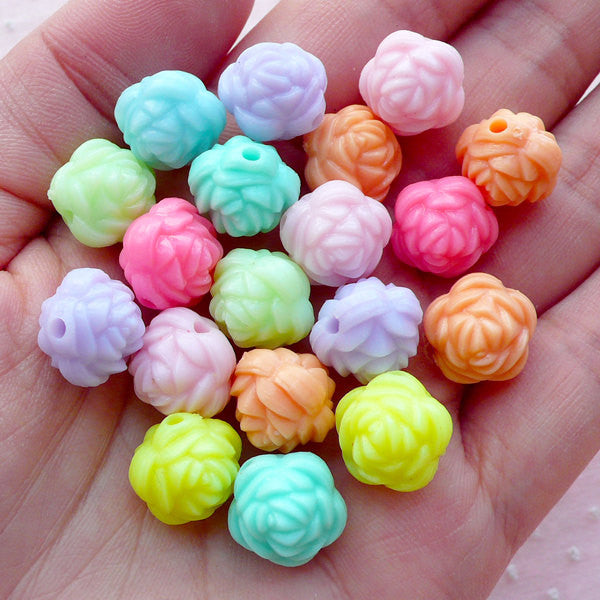 Acrylic Rose Beads, Clear Plastic Flower Bead, Chunky Jewelry Making, MiniatureSweet, Kawaii Resin Crafts, Decoden Cabochons Supplies