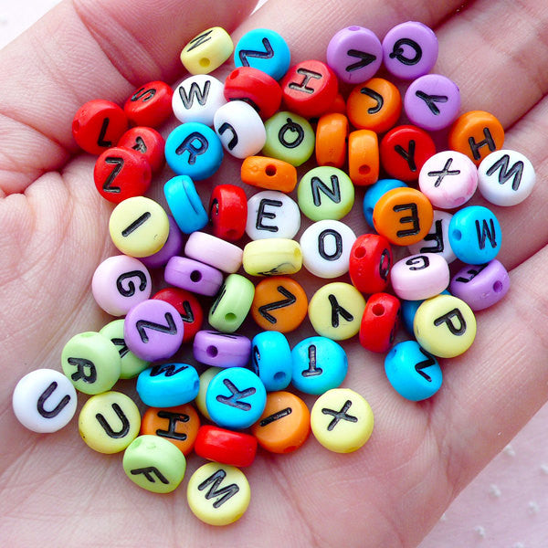 50 Letter Beads Alphabet Beads Gold Bulk Beads Wholesale 7mm Bronze