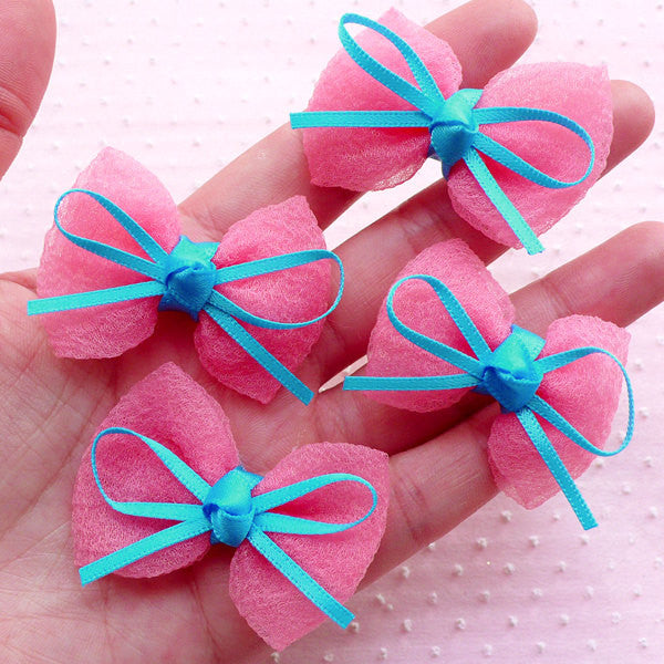 Satin Ribbon Double Bows For Gift Wrapping Crafting Sewing 8cm