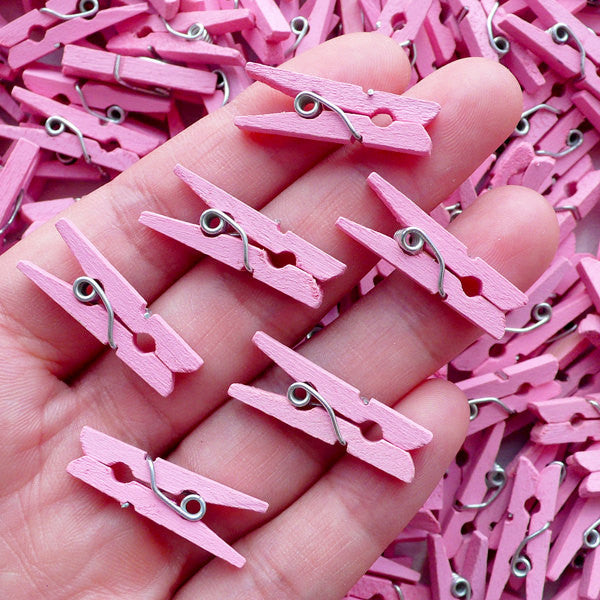50 Silver Mini Clothespins - 1 1/8 Wooden Clips - Craft Clothes Pins  Scrapbook