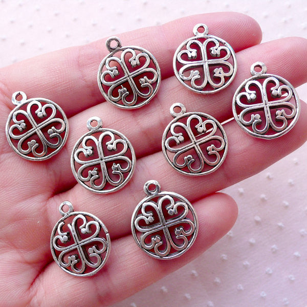 30 Flower Charms Silver Metal Double Connectors Charm 2 Hole