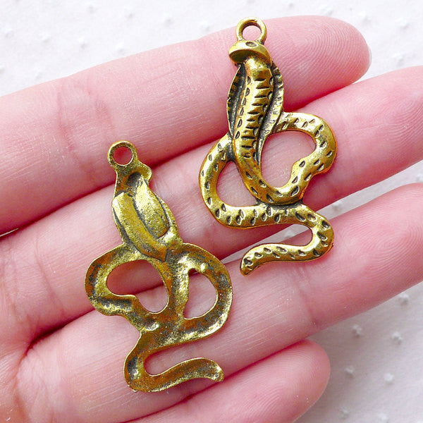 11x23mm 24k Shiny Gold Plated Snake Charm, Snake Pendant, Snake Jewelry,  Snake Necklace Charms, Gold Plated Charms, MBGAE3
