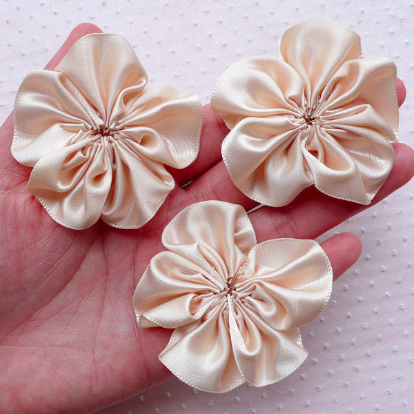 YYCRAFT 80pcs Ribbon Flowers for Sewing Applique,DIY Hair Bow Accessory  Craft,Wedding Party Decorations