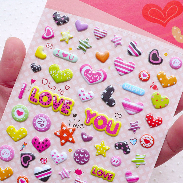 12 Pack: Puffy Watercolor Hearts Stickers by Recollections™ 