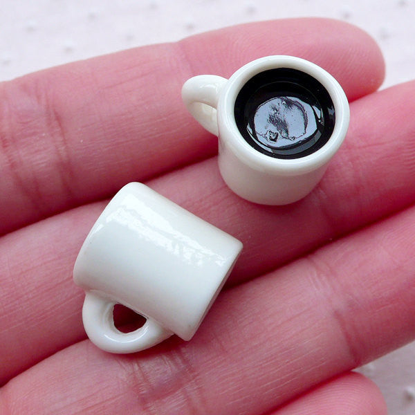 3D Dollhouse Coffee, Miniature Coffee Cup with Saucer, Mini Cafe Sho, MiniatureSweet, Kawaii Resin Crafts, Decoden Cabochons Supplies