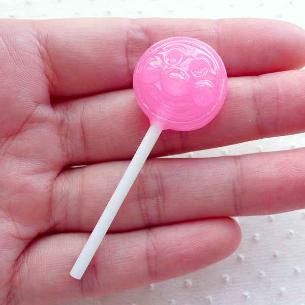  3 Small Pastel Fake Candy Sucker Lollipop cET Cabochons, Kawaii  Decoden Lollipop Cab : Home & Kitchen