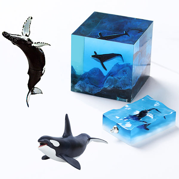 Seashell Blue/Green Orca Figurine - Polymer Clay Ocean Collection