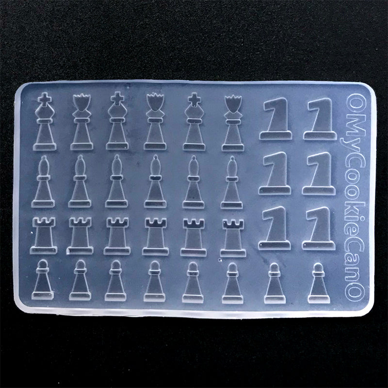Resin Chess Pieces Mold Set, 32 Pieces Full Size 3D Silicone Chess Molds  Kit