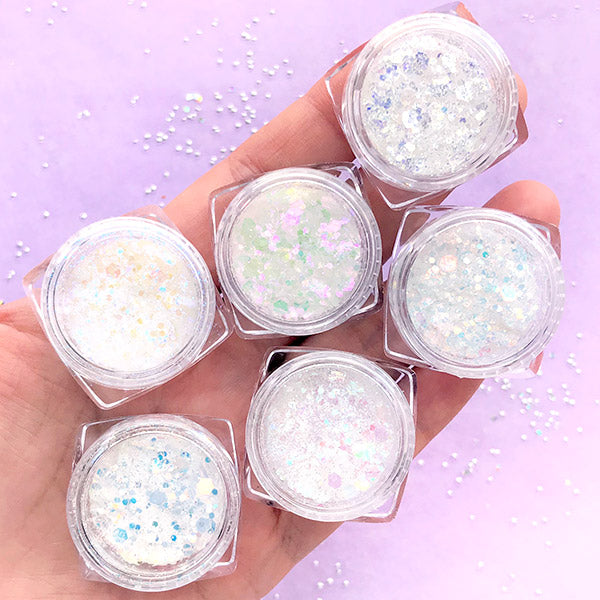 Iridescent Chunky Hexagon Flakes and Fine Glitter Mix | Aurora Boreali ...